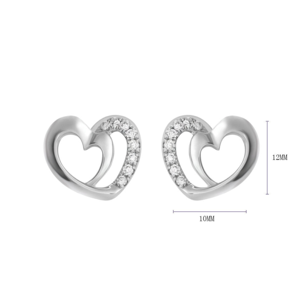 Espoir Love Earrings in 9K White Gold