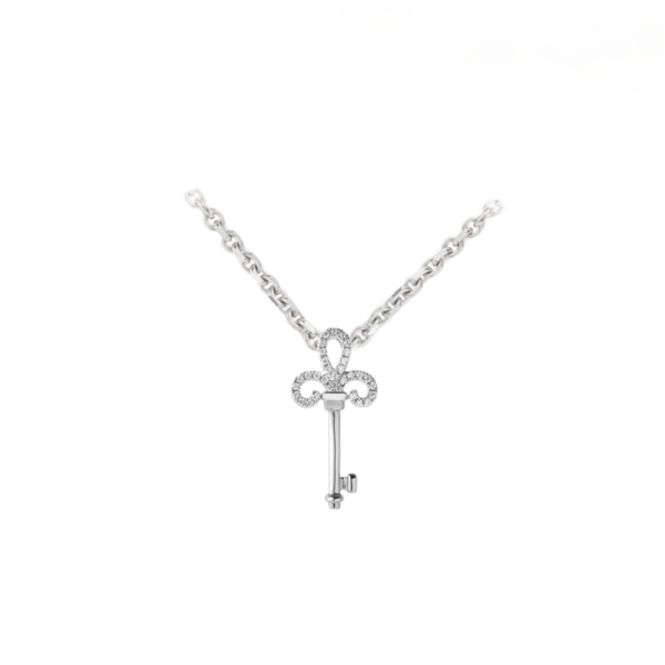 Promesse Clovery Key Pendant in 18K White Gold