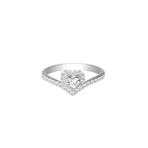 Heart-Shaped Diamond Ring in 18K White Gold