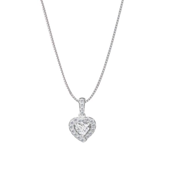 Heart-Shaped Diamond Pendant in 18K White Gold