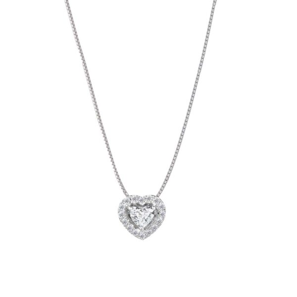 Heart-Shaped Diamond Pendant in 18K White Gold