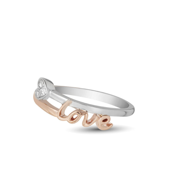 Espoir Love Ring in 9K White and Rose Gold