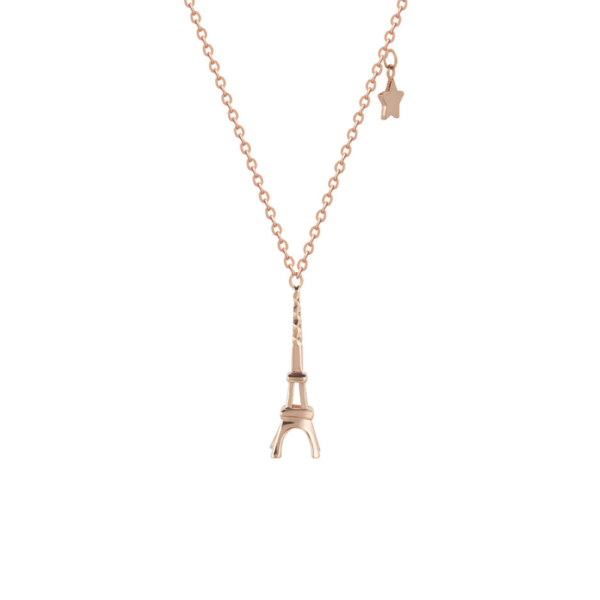 Eiffel Tower Necklace In 18K Rose Gold