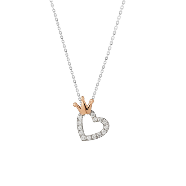 Crown Of Love Pendant In 18K White & Rose Gold