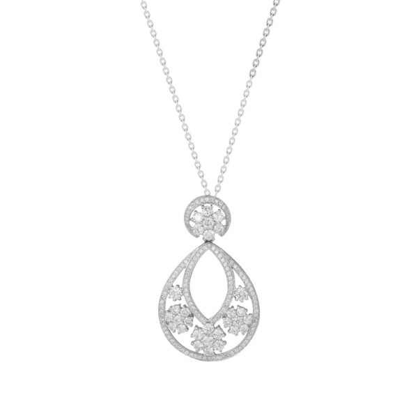 Floral Pendant In 18K White Gold