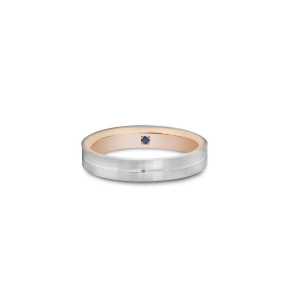 Romantic Blue Wedding Band in Dual-Tone