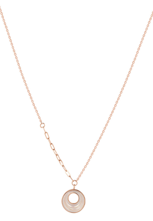 MOP Dual-Sided Circle Necklace in 18K Rose Gold