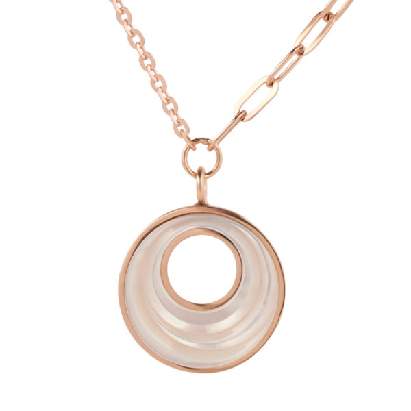 MOP Dual-Sided Circle Necklace in 18K Rose Gold