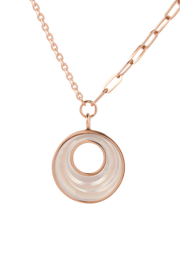 MOP Dual-Sided Circle Necklace in 18K Rose Gold