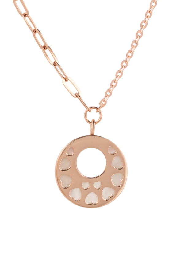 MOP Dual-Sided Circle Necklace in 18K Rose Gold