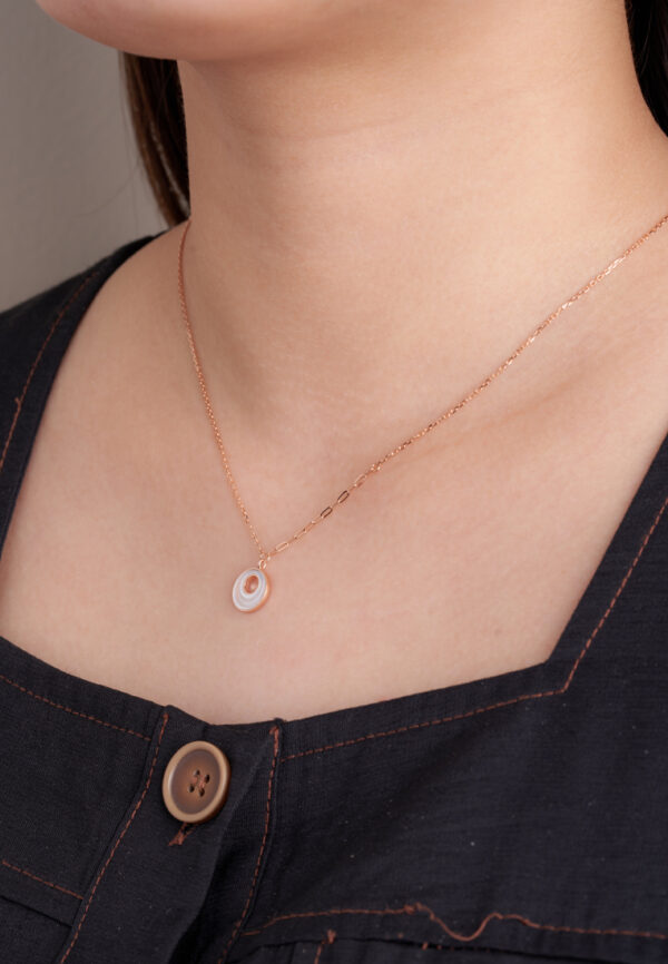 MOP Dual-Sided Circle Necklace in 18K Rose Gold
