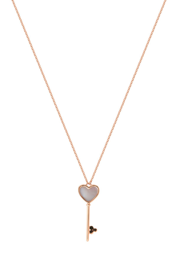 MOP Key Necklace in 18K Rose Gold