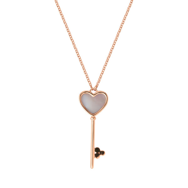 MOP Key Necklace in 18K Rose Gold
