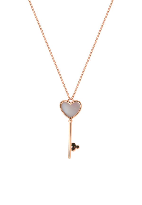 MOP Key Necklace in 18K Rose Gold