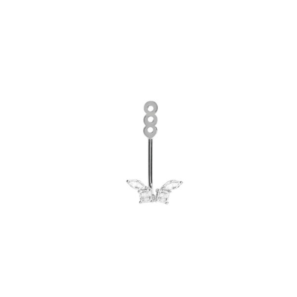 One Piece Fancy Earring Part in 18K White Gold