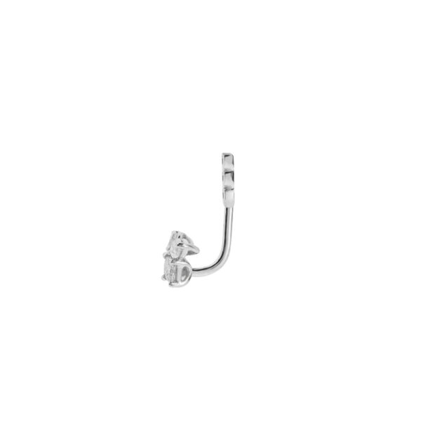 One Piece Fancy Earring Part in 18K White Gold