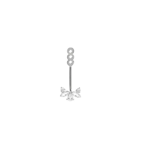 One Piece Fancy Earring Part in 18K White Gold
