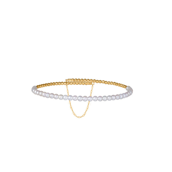 Pearl with MOP Bangle in 18K Yellow Gold