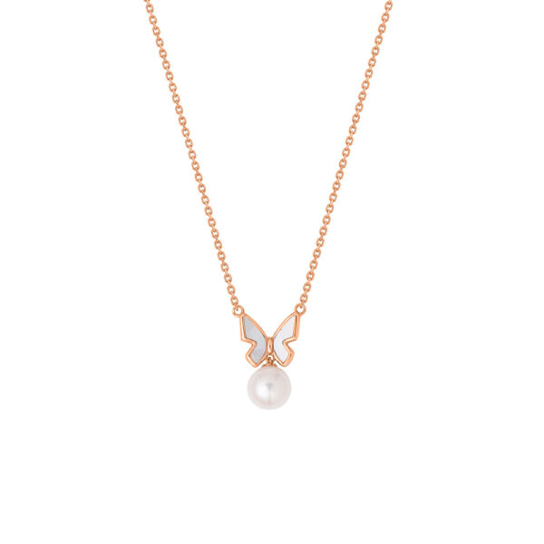 Pearl with MOP Necklace in 18K Rose Gold