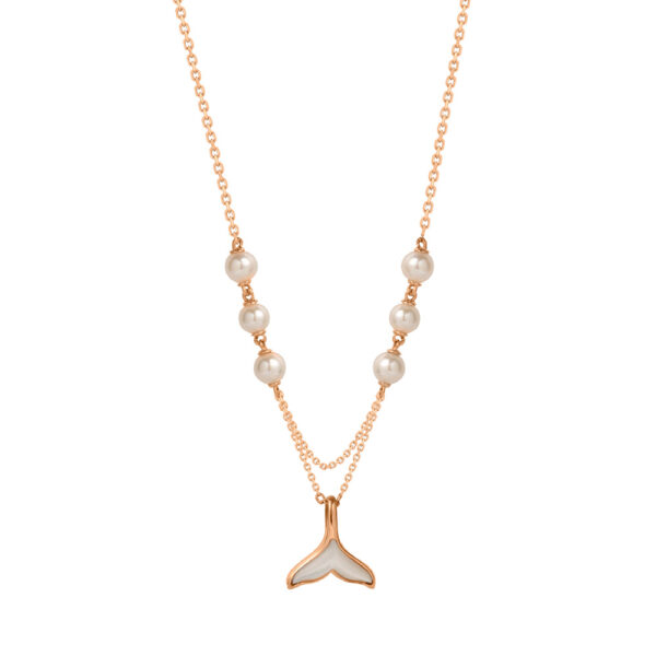 Mermaid Tails Pearl Necklace in 18K Rose Gold