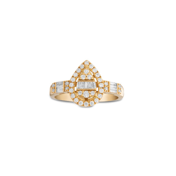 Droplet Diamond Ring in 18K Yellow Gold