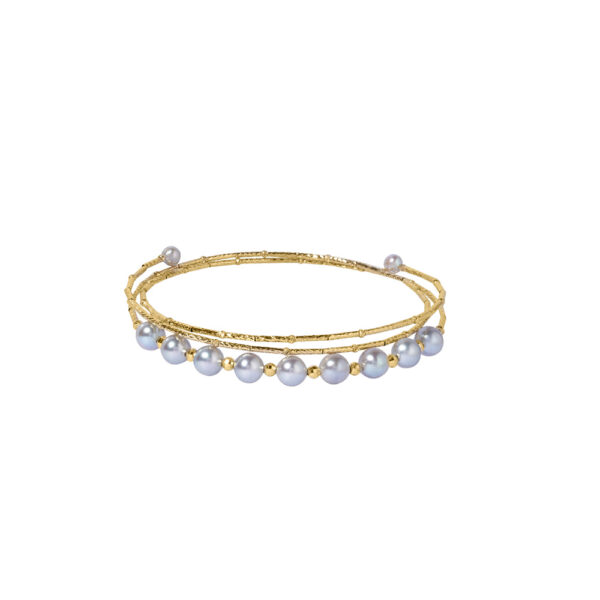 Akoya Pearl Bangle in 18K Yellow Gold