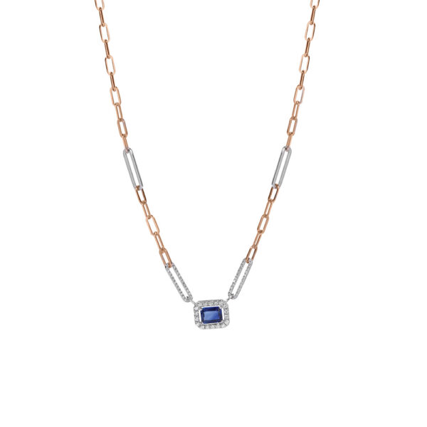 Sapphire Necklace in 18K White and Rose Gold