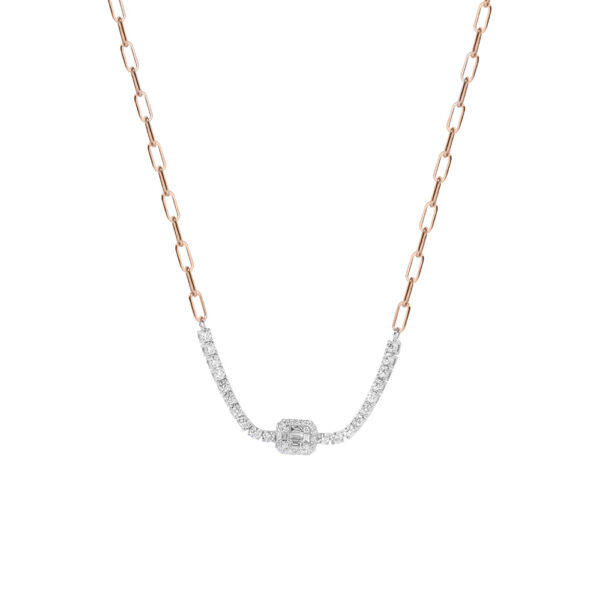 Diamond Necklace in 18K White and Rose Gold