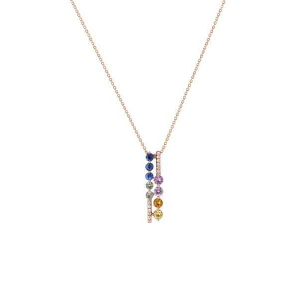 Fancy Sapphire Necklace in 18K Rose Gold