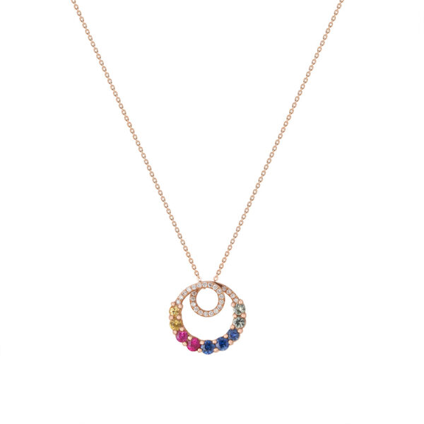 Fancy Sapphire Necklace in 18K Rose Gold
