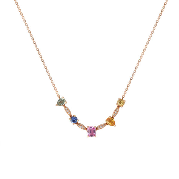 Fancy Sapphire Necklace in 18K Rose Gold