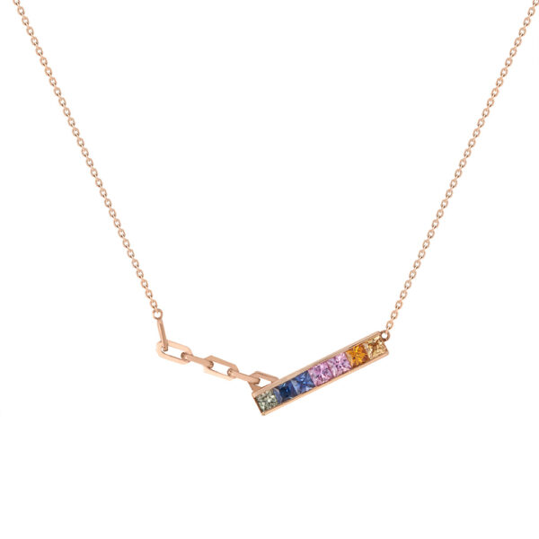 Fancy Sapphire Necklace in 18K Rose Gold