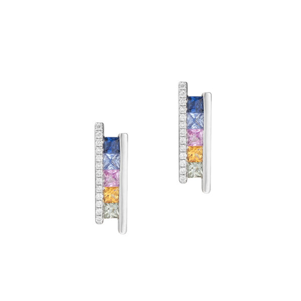 Fancy Sapphire Earrings in 18K White Gold
